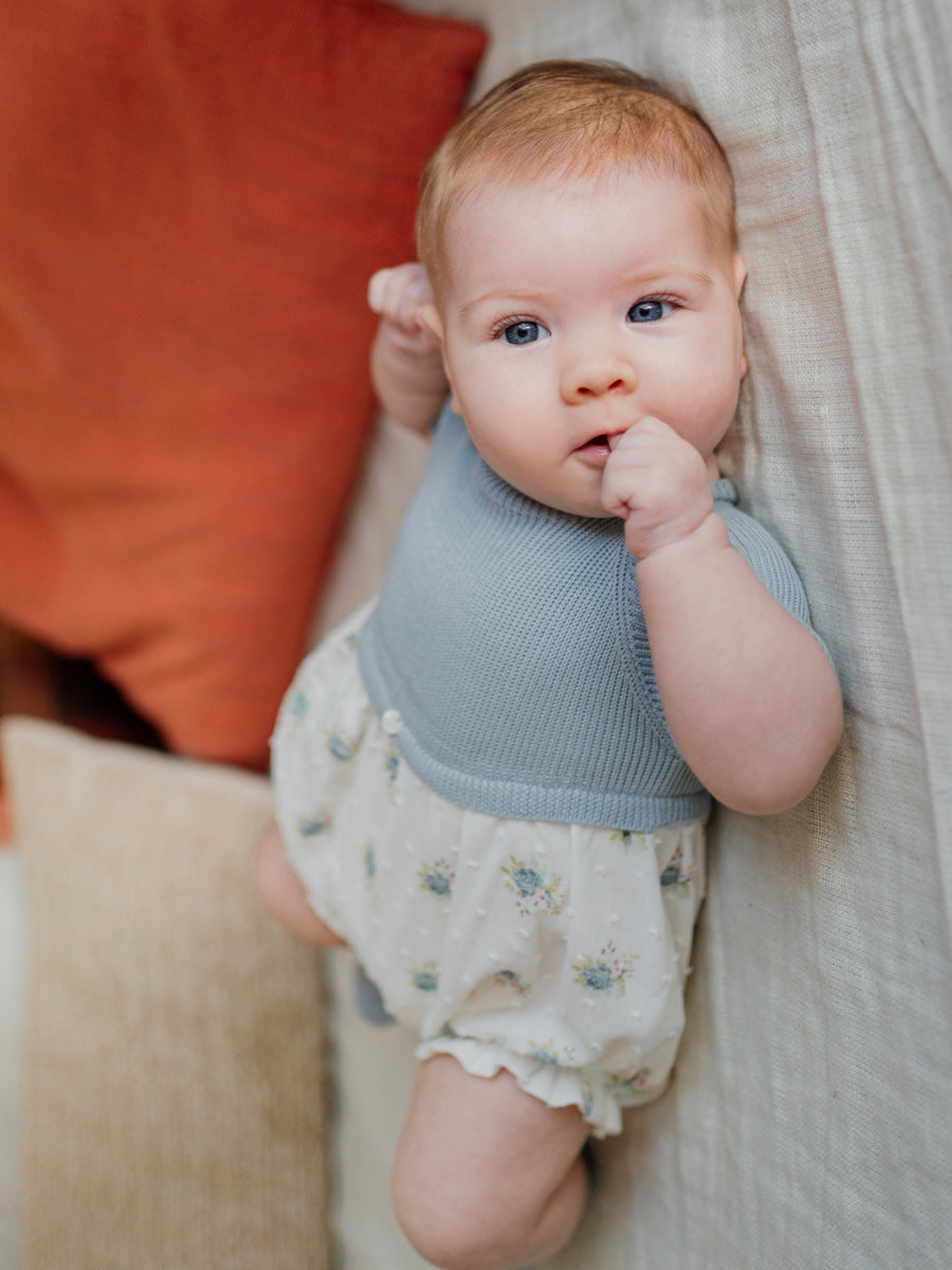 SS23 Wedoble Blue Ditsy Print Half Knit Romper