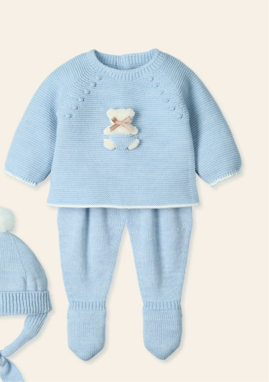 Mac Ilusion Blue Knitted Teddy Bear Motif 2-Piece Set