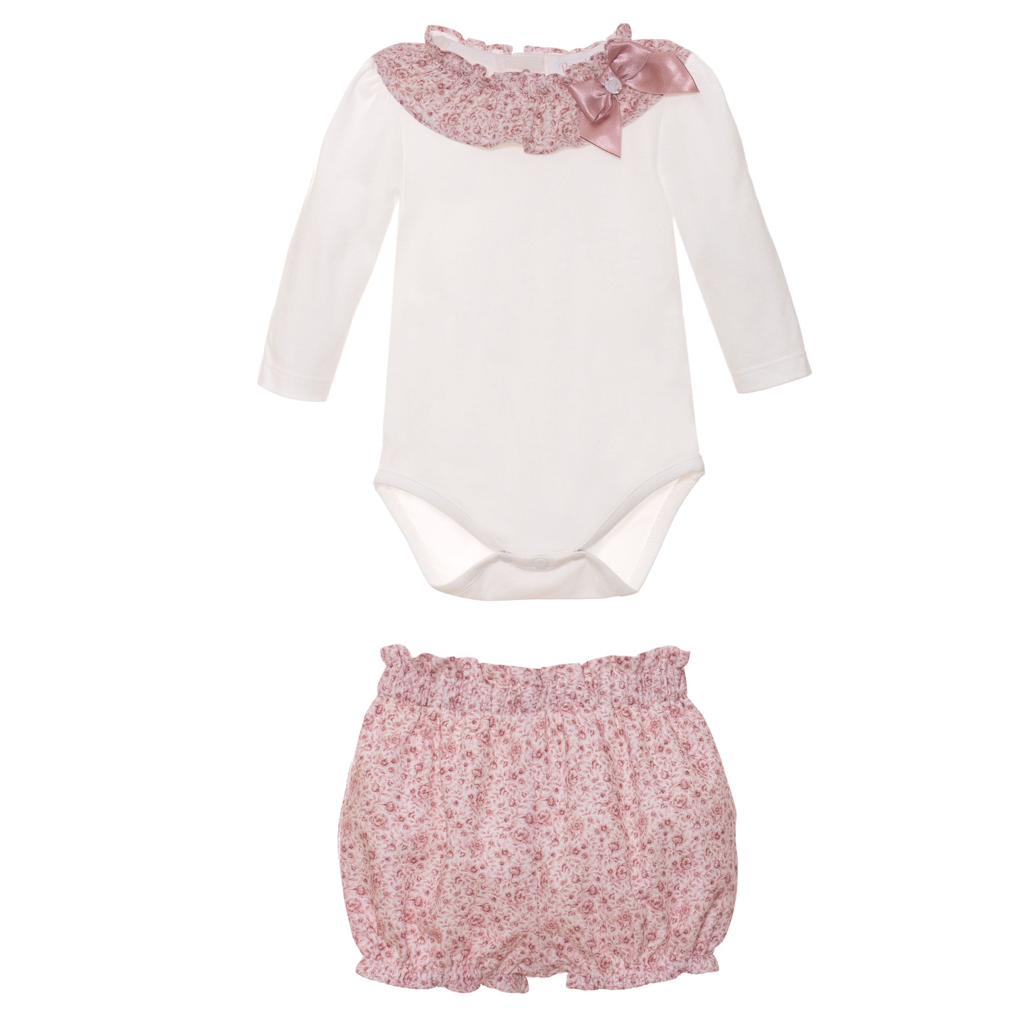 Patachou Pink & White Rose Print Jam Pant Set