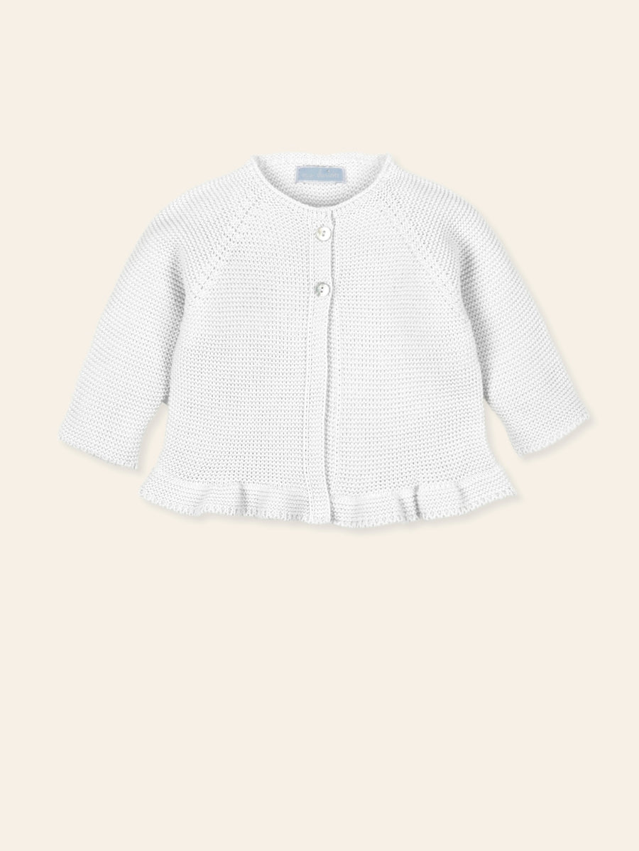 Mac Ilusion White Knitted Frill Hemmed Cardigan