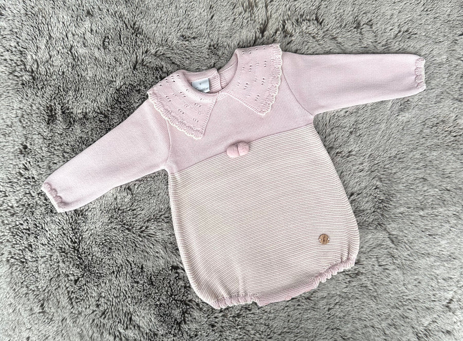 Granlei Dusky Pink & Ivory Cutwork Collared Romper