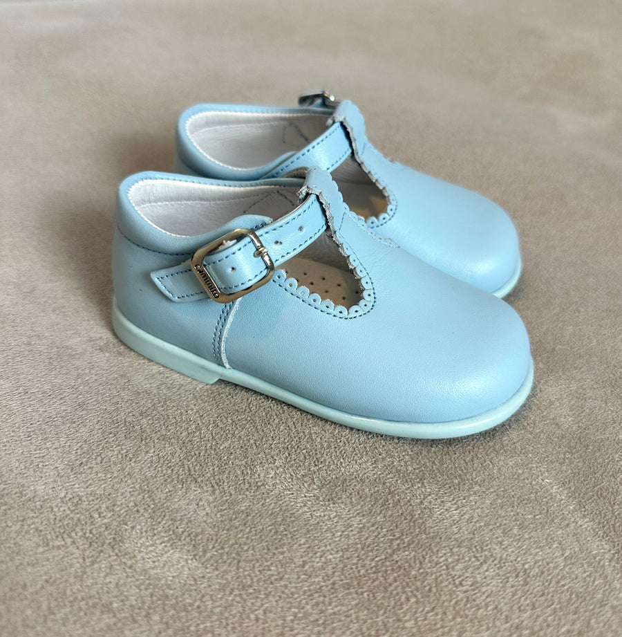 Caminito Baby Blue Leather Toddler T-Bar Shoes