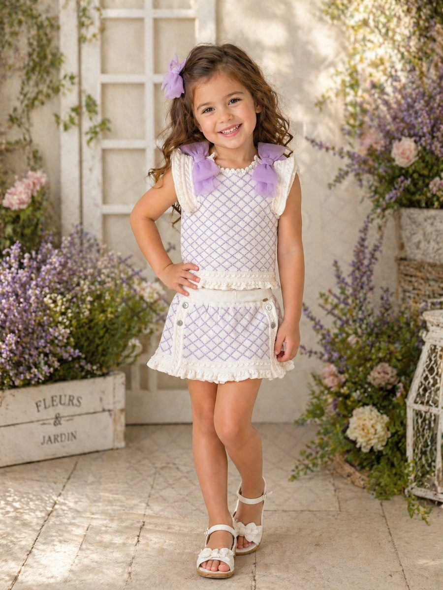 Rahigo Girls Lilac & White Top & Skort Set