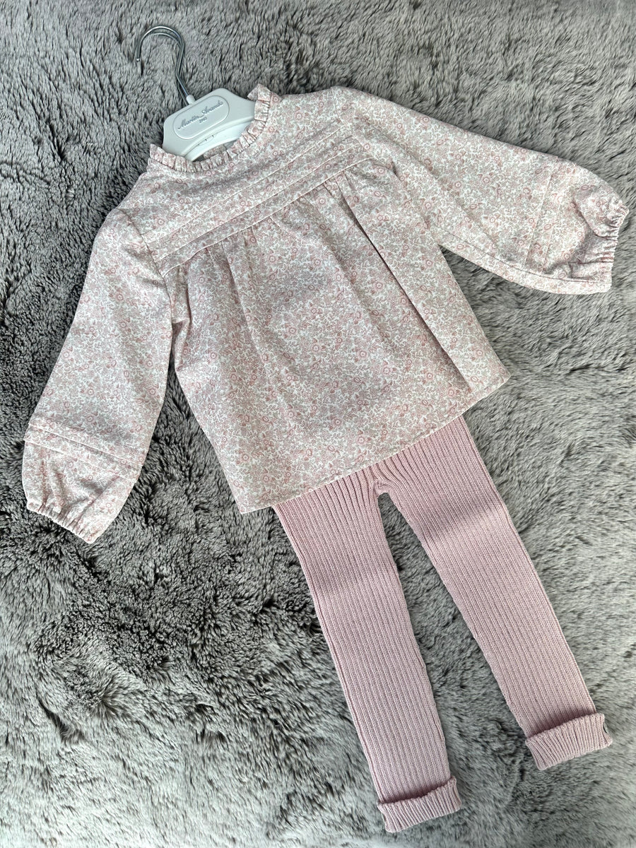 Martin Aranda Girls Pink Ditsy Print Legging Set