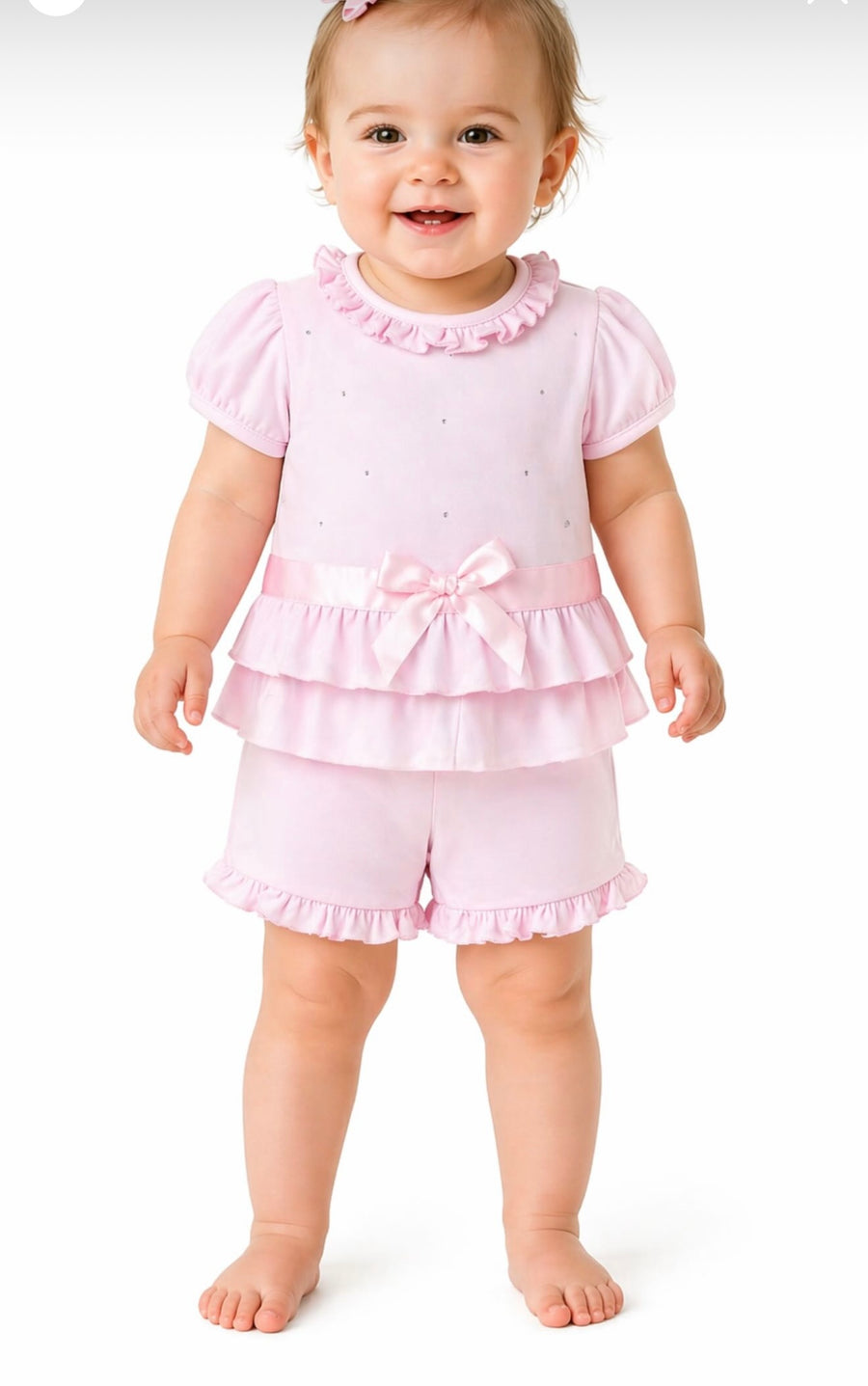 Kleo Kids Pink Diamante Shorts Set