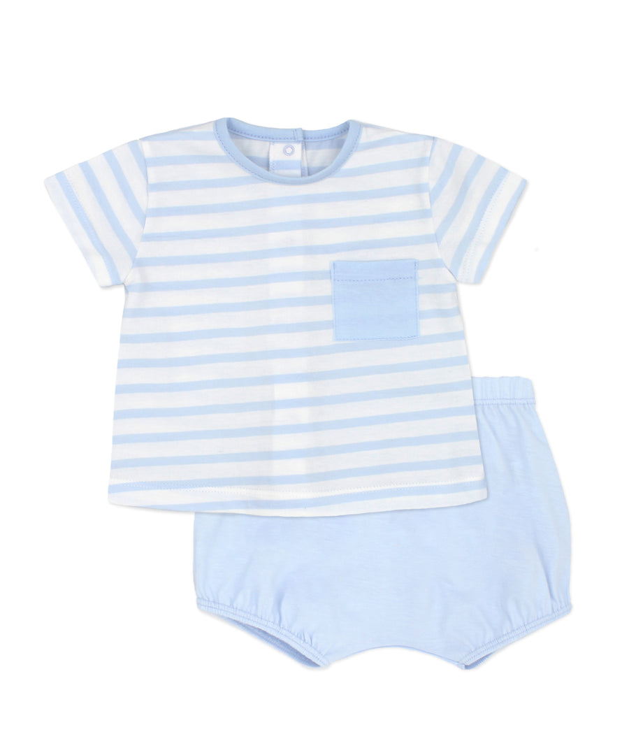 Rapife Baby Blue & White Striped Jam Pant Set