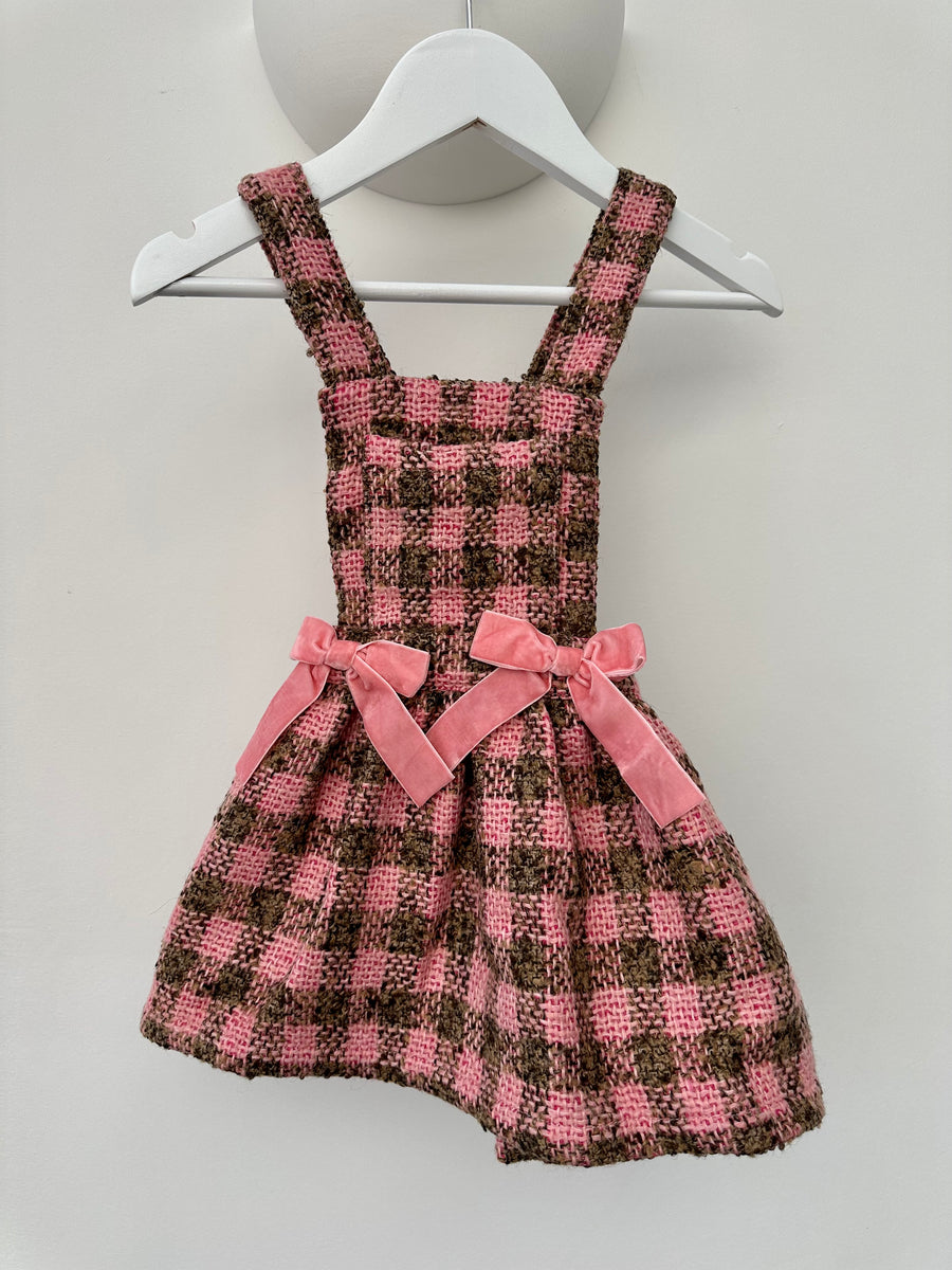 Phi Pink & Brown Tweed Pinafore