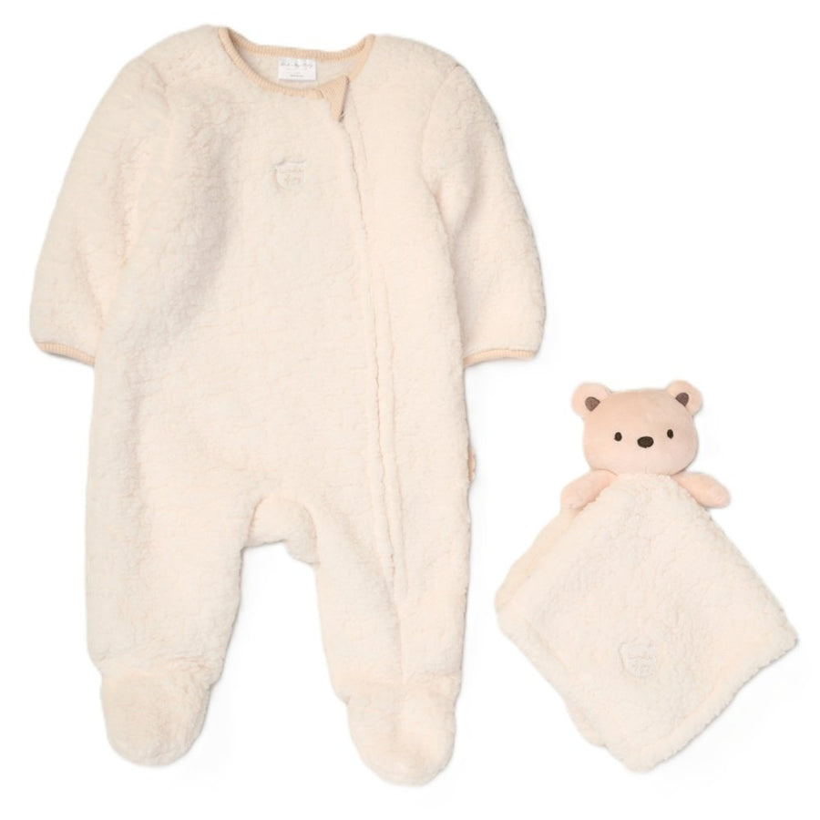 Unisex Baby Borg Pramsuit & Bear Comforter
