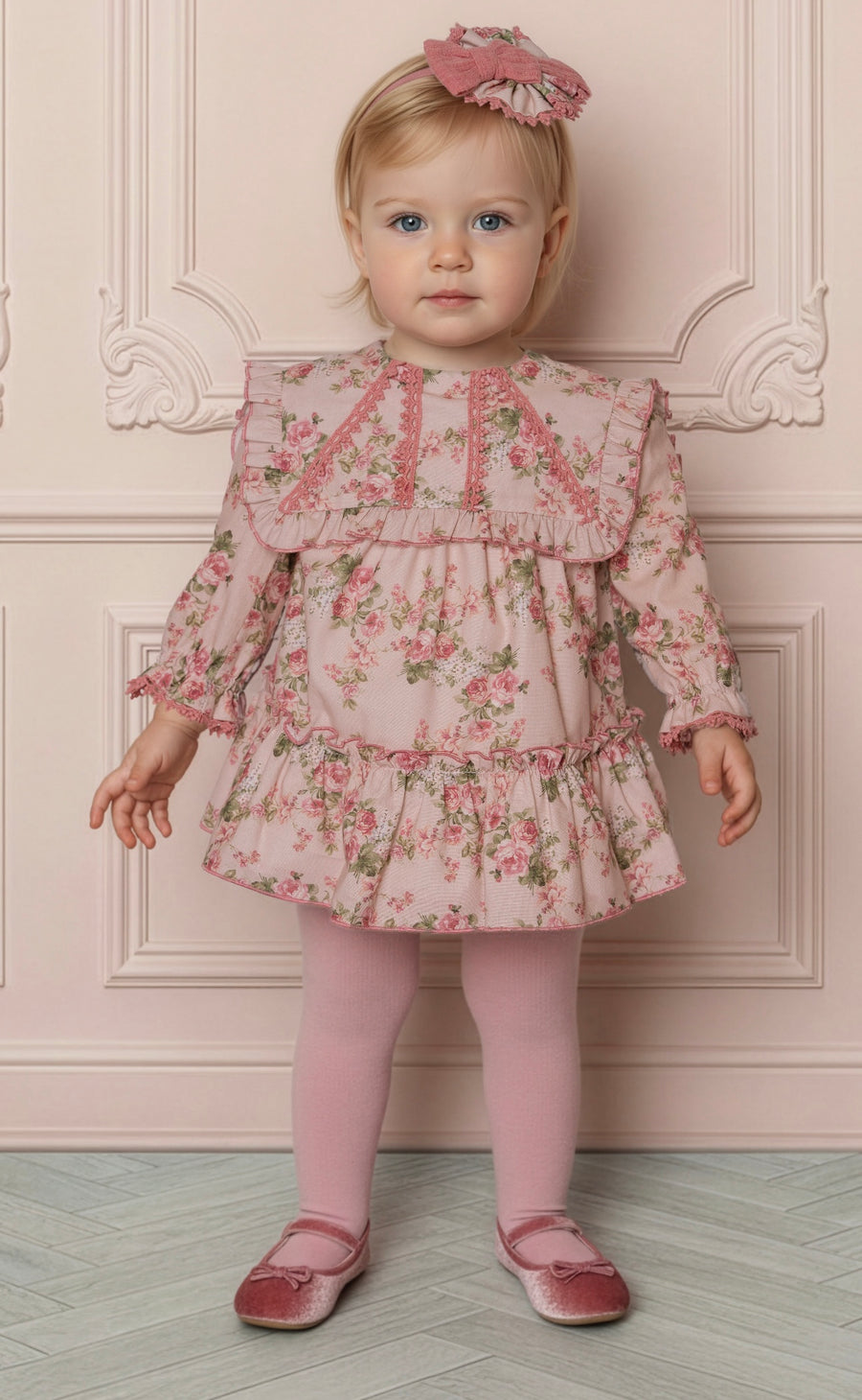 Miranda Dusky Pink Rose Print Dress - PRE ORDER