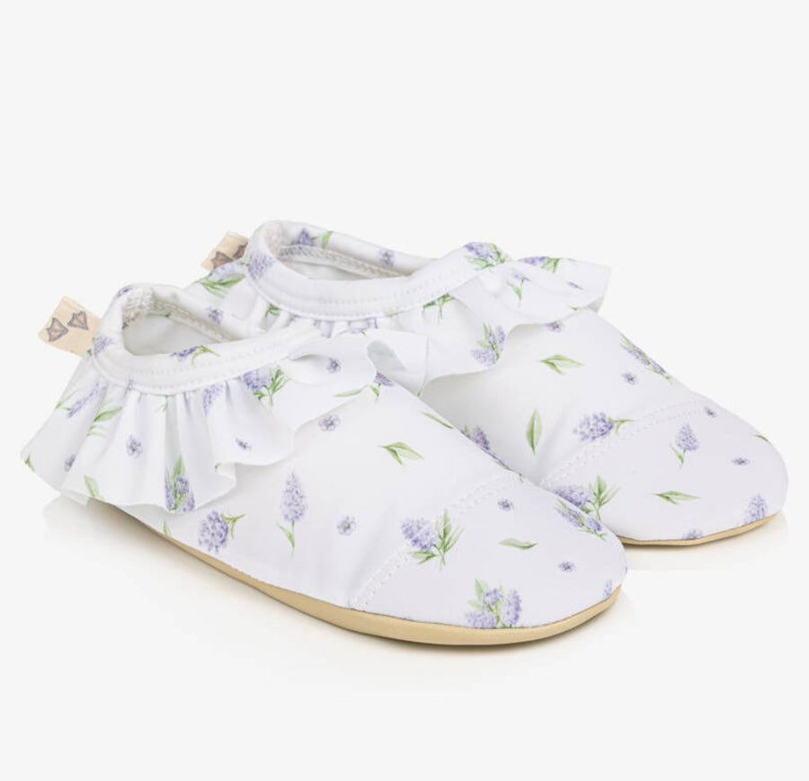 Meia Pata Girls Lavender Print Nonslip Frilled Pool Shoes