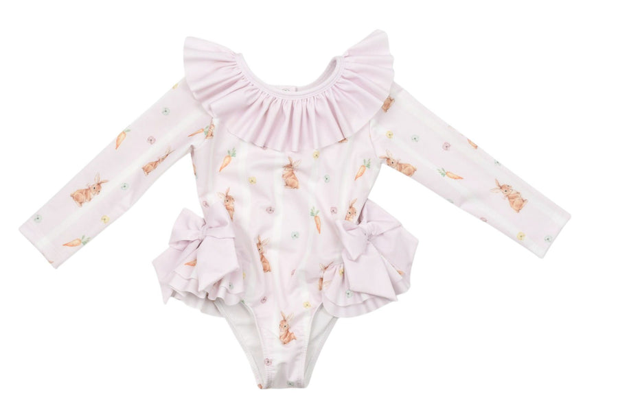 Meia Pata Jamaica Pink Bunny Rabbit Print Girls Swimsuit