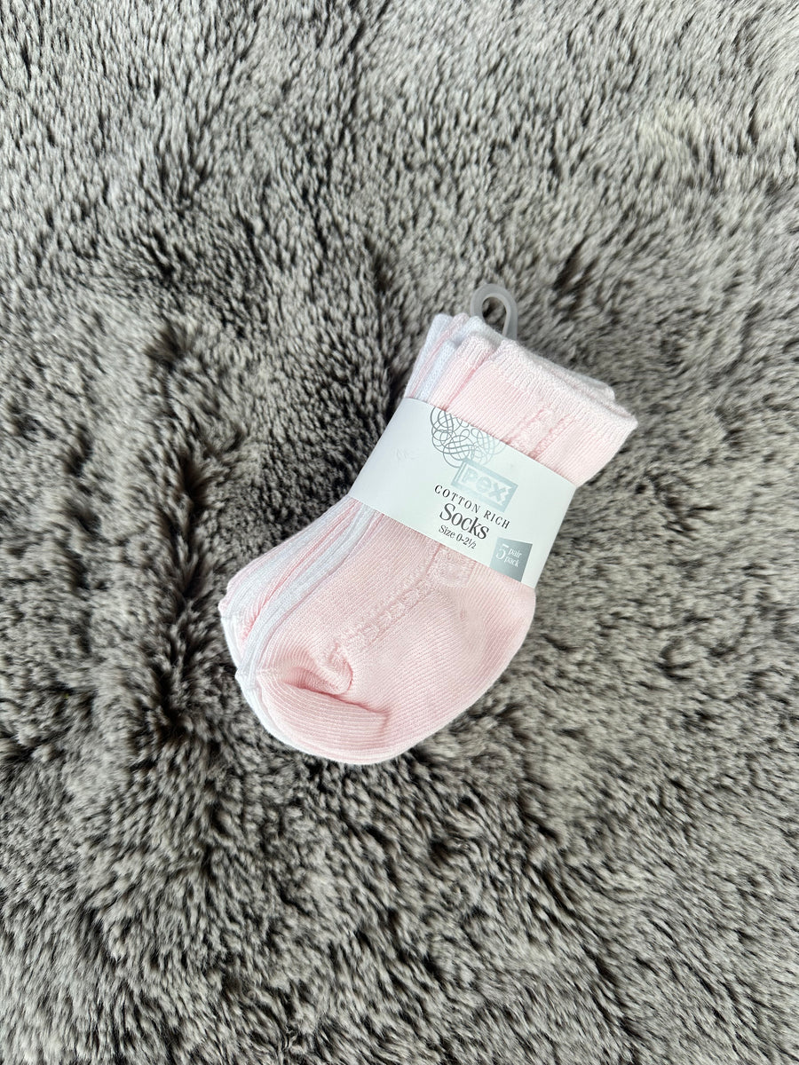 Pex Cotton Rich Ankle Socks – Pink & White Pack of four