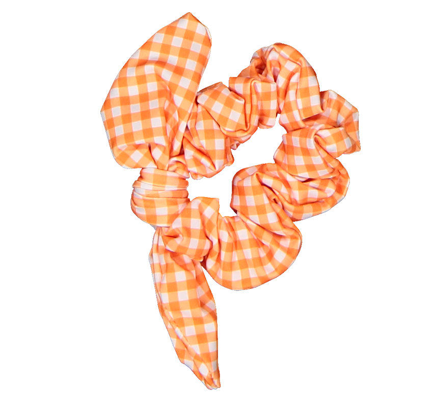 Paperboat Orange & White Gingham Hair Scrunchie  - PRE ORDER