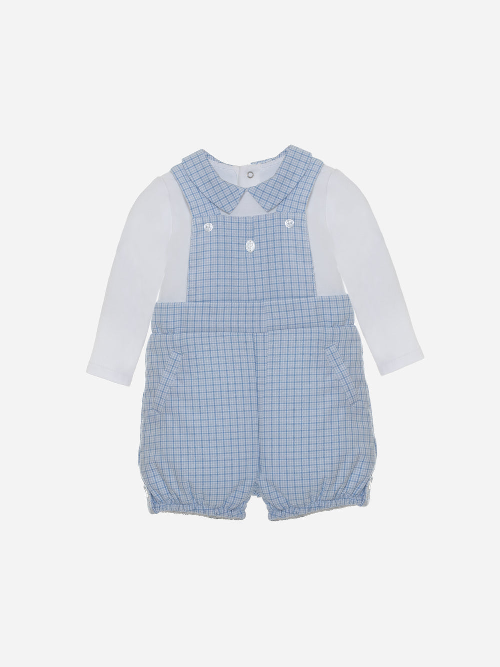 AW23 Patachou Blue & White Checked Romper Set