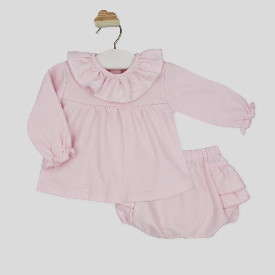 Rapife Pink Ruffle Collared Jam Pant Set