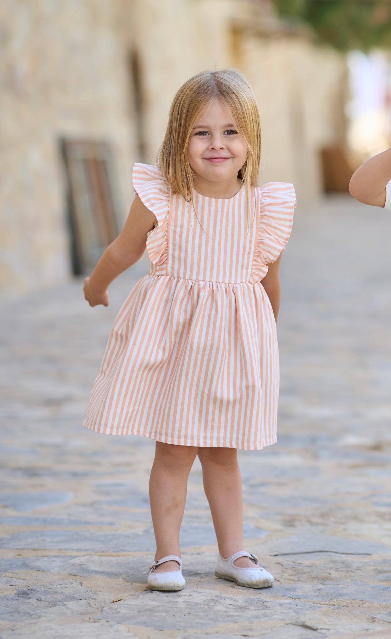 Rapife White & Orange Striped Sundress