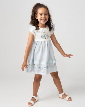 Caramelo Kids Blue & White Striped Dress