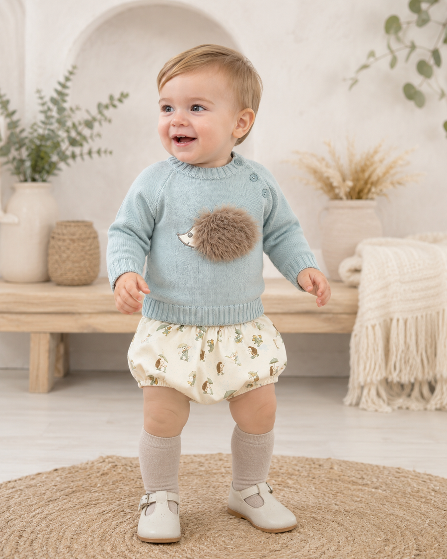 Sardon Teal Hedgehog Faux Fur Motif Jam Pant Set