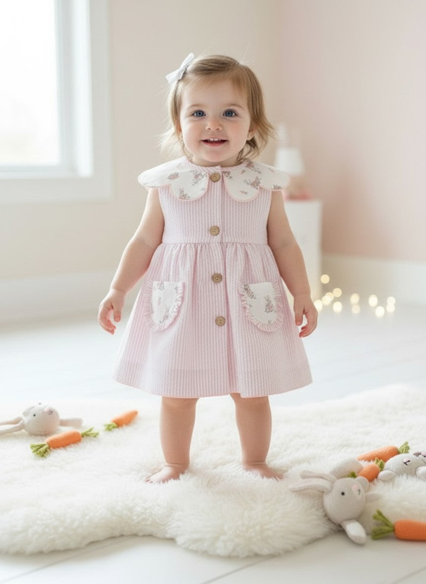 Valentina Bebe Pale Pink & White Striped Dress