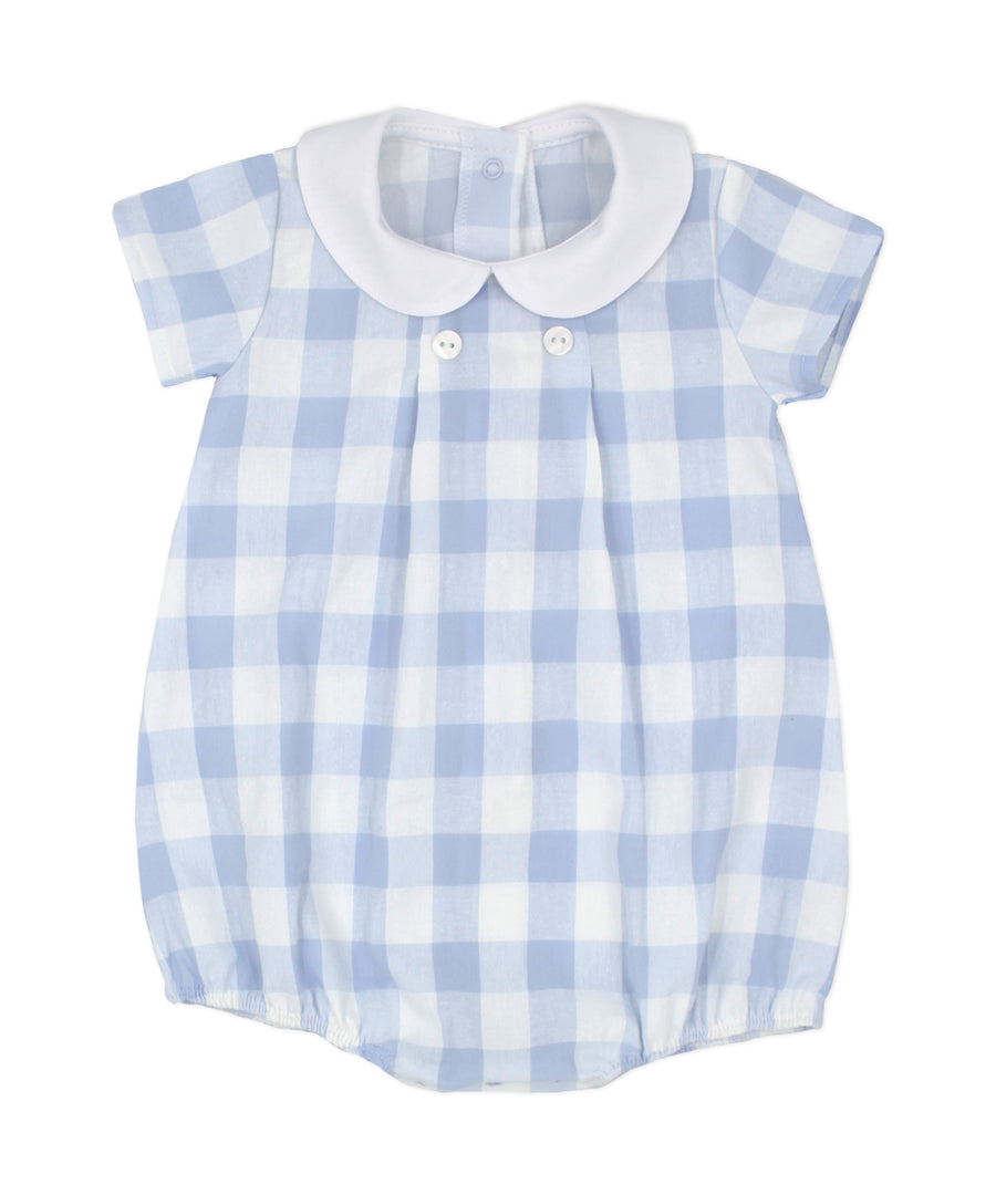 Rapife Baby Blue & White Checked Romper