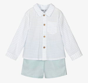 SS24 Babidu Pale Blue & White Striped Shorts Set