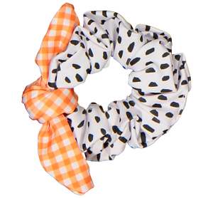 Paperboat Orange, Black & White Gingham Hair Scrunchie - PRE ORDER