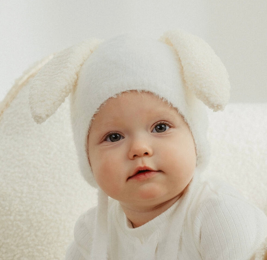 Jamiks Ivory Wool & Cashmere Bunny Hat