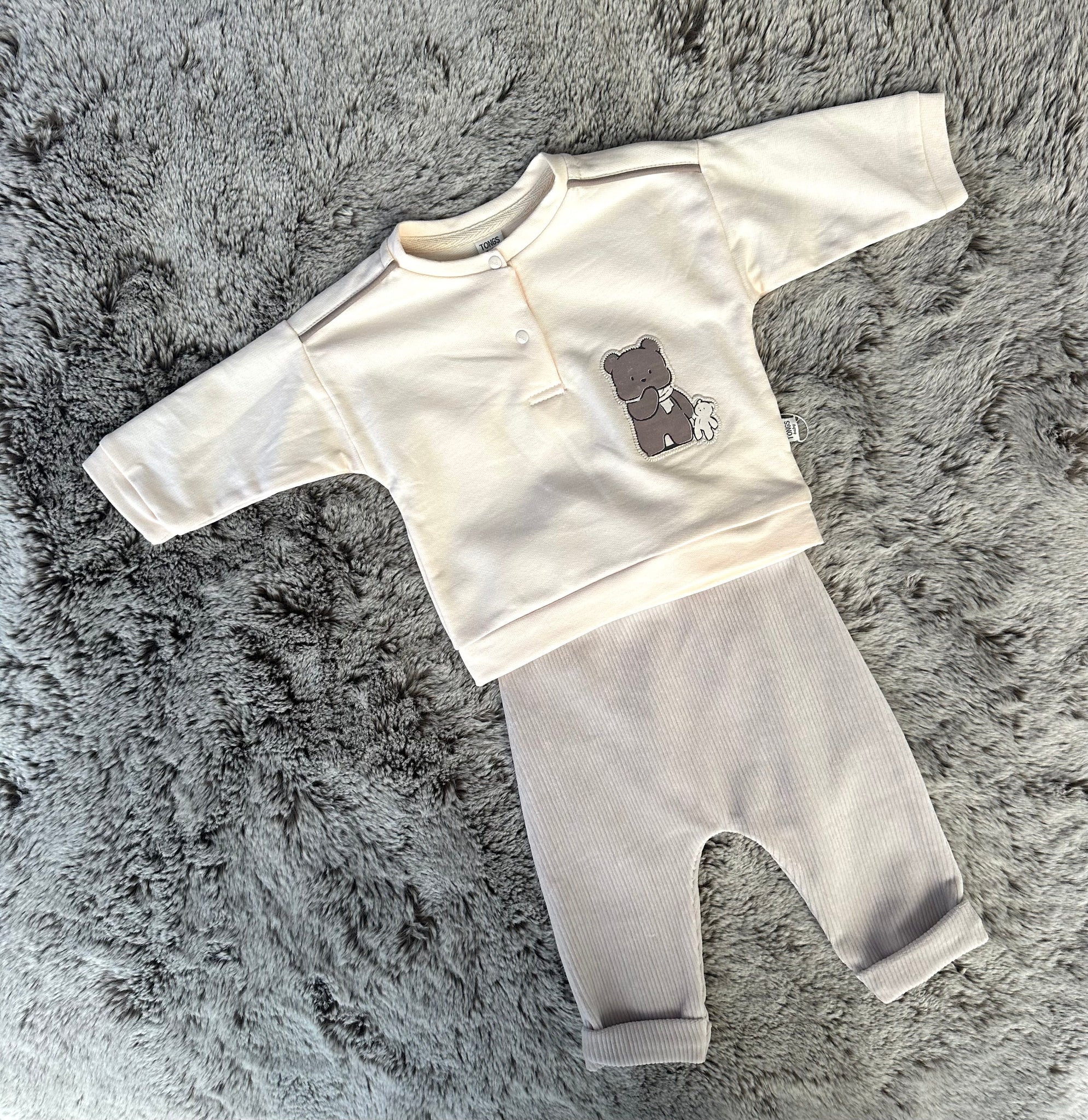 Tongs Baby Beige Teddy Bear Trouser Set