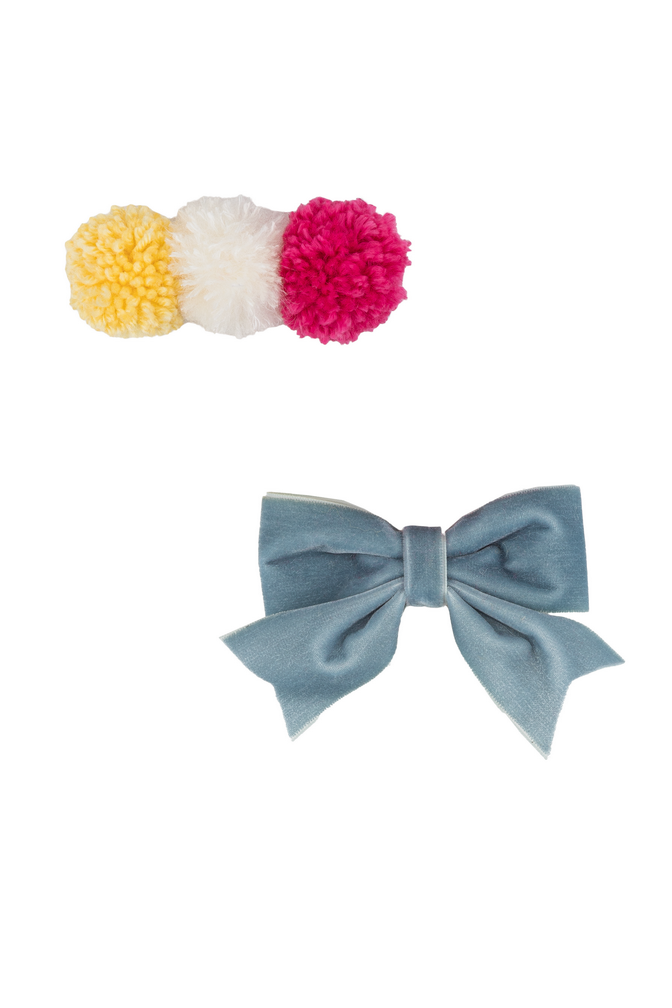 Daga Pom Pom and Bow Clips