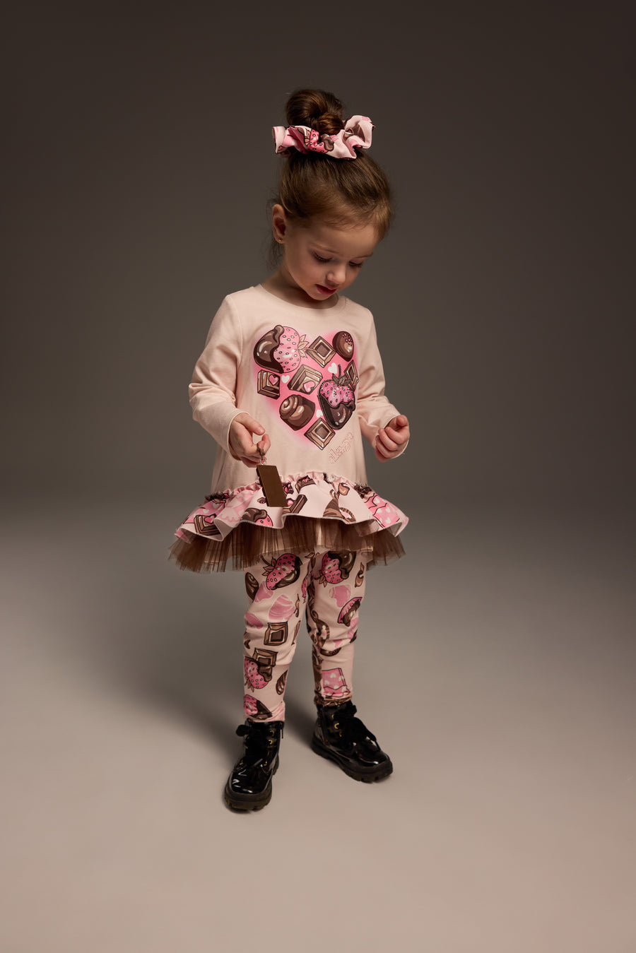 Daga Pink & Brown Chocolate Print Legging Set