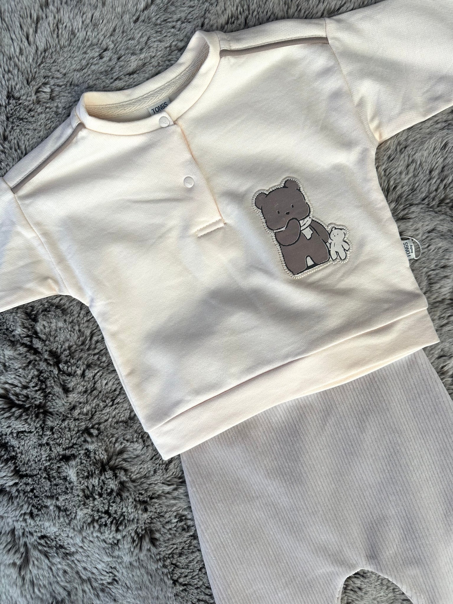 Tongs Baby Beige Teddy Bear Trouser Set