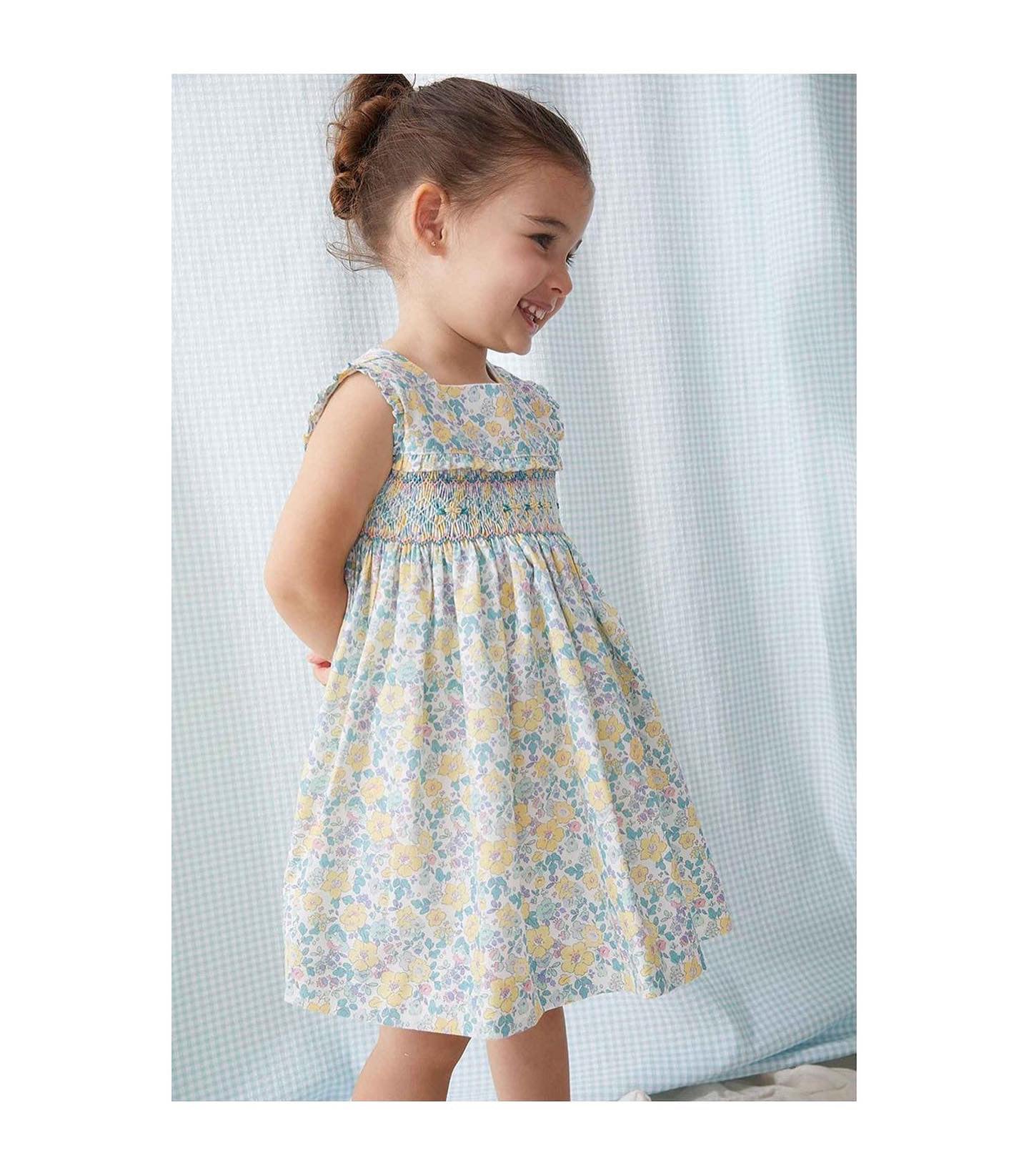 Tartaleta Green & Yellow Floral Print Smocked Dress