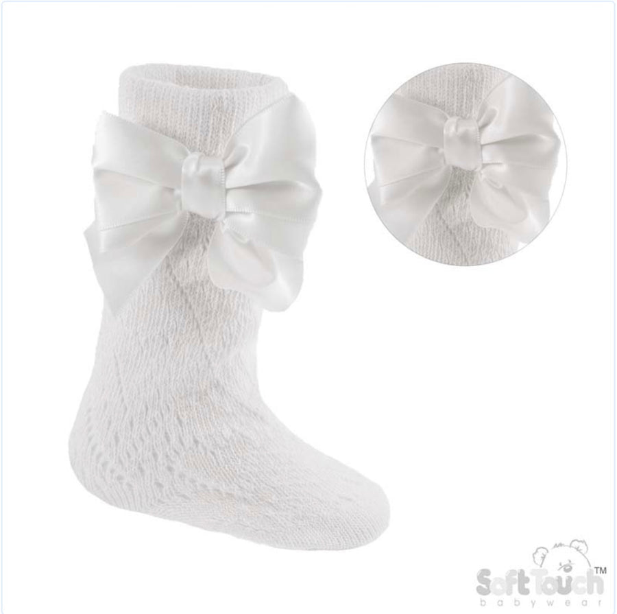 Soft Touch White Bow Knee High Socks
