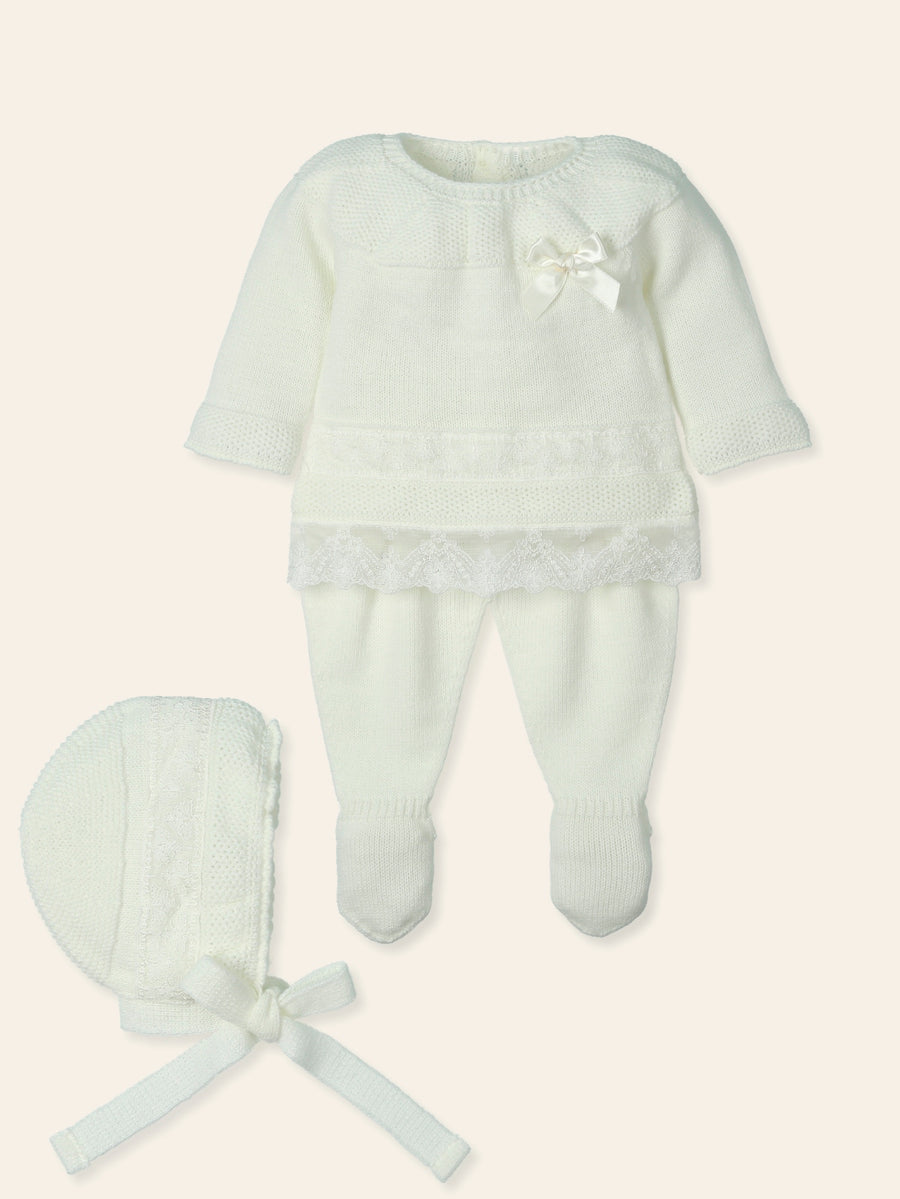 Mac Ilusion Ivory Lace Trimmed Knitted Set