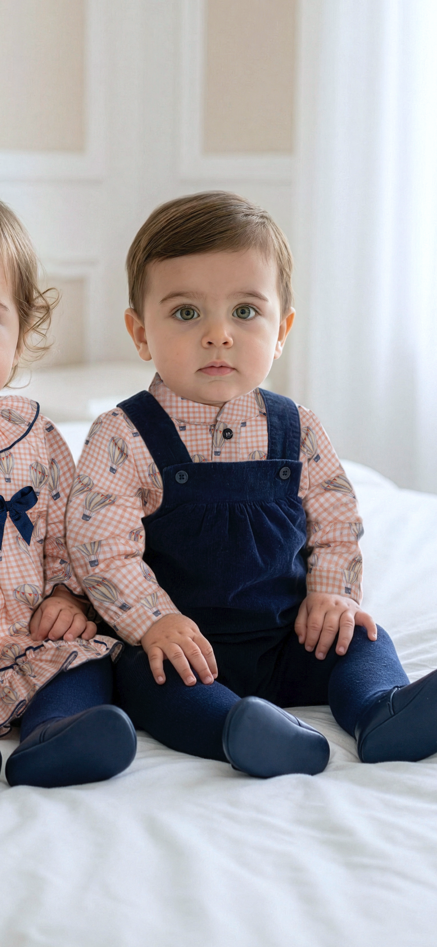 Miranda Navy Dungaree Romper & Balloon Print Shirt - PRE ORDER