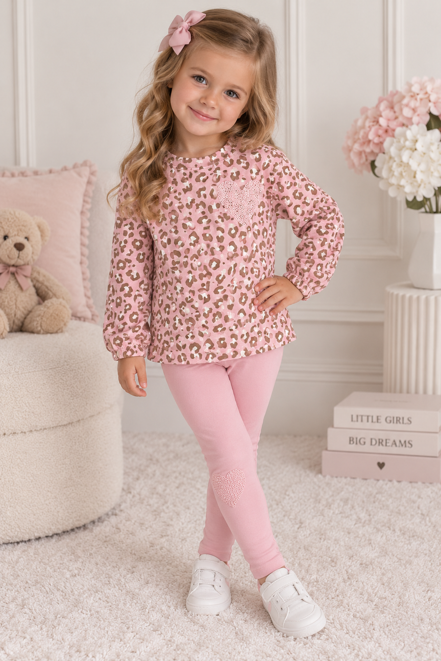 Agatha Pink & Gold Leopard Print Legging Set