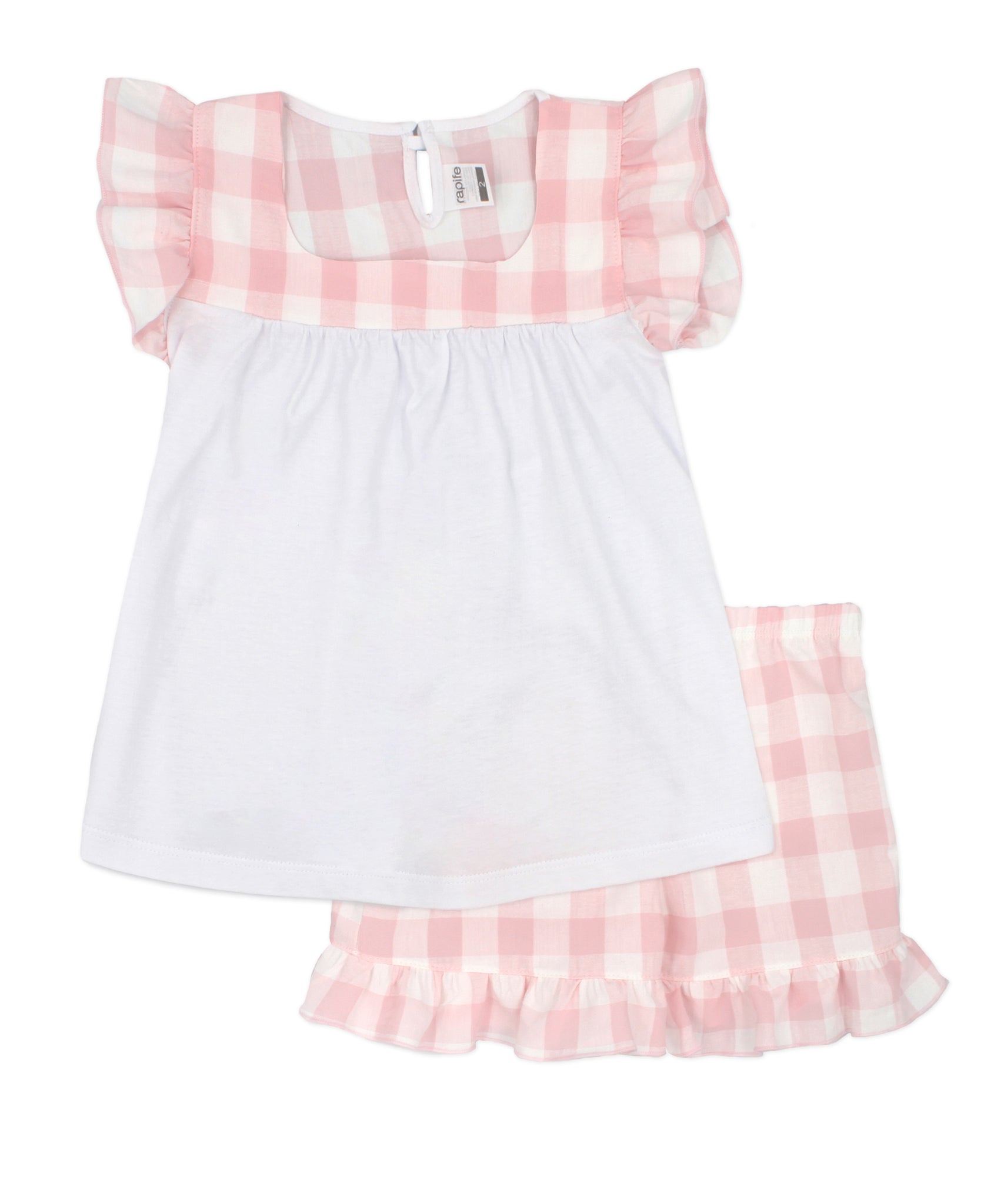 Rapife Pink & White Checked Shorts Set