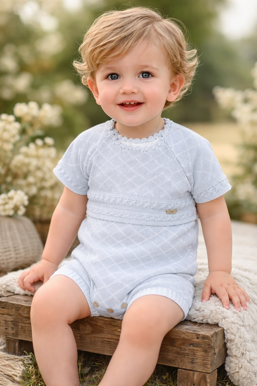 Rahigo Boys Baby Blue & White Romper