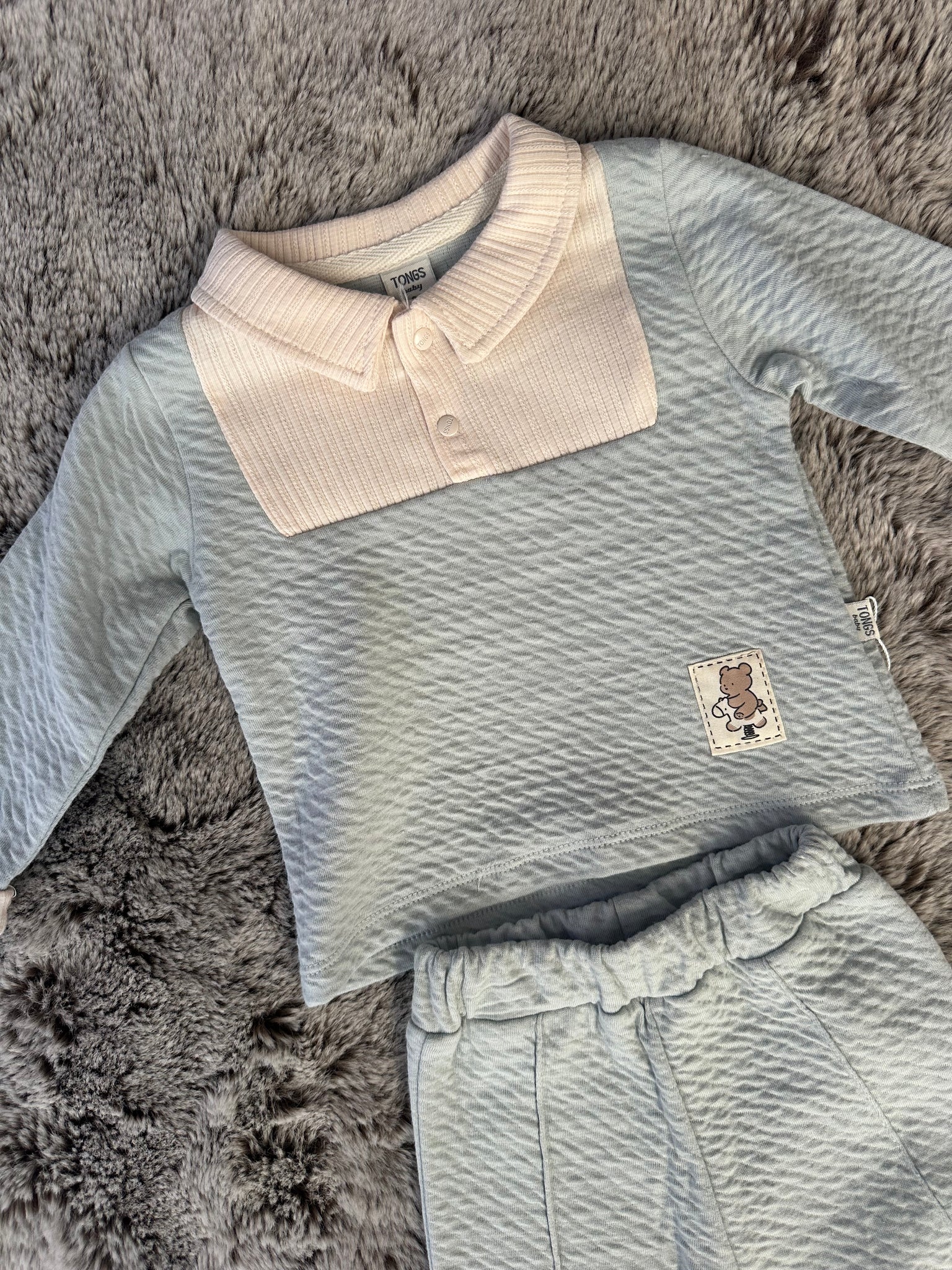 Tongs Baby Beige & Teal Legging Set