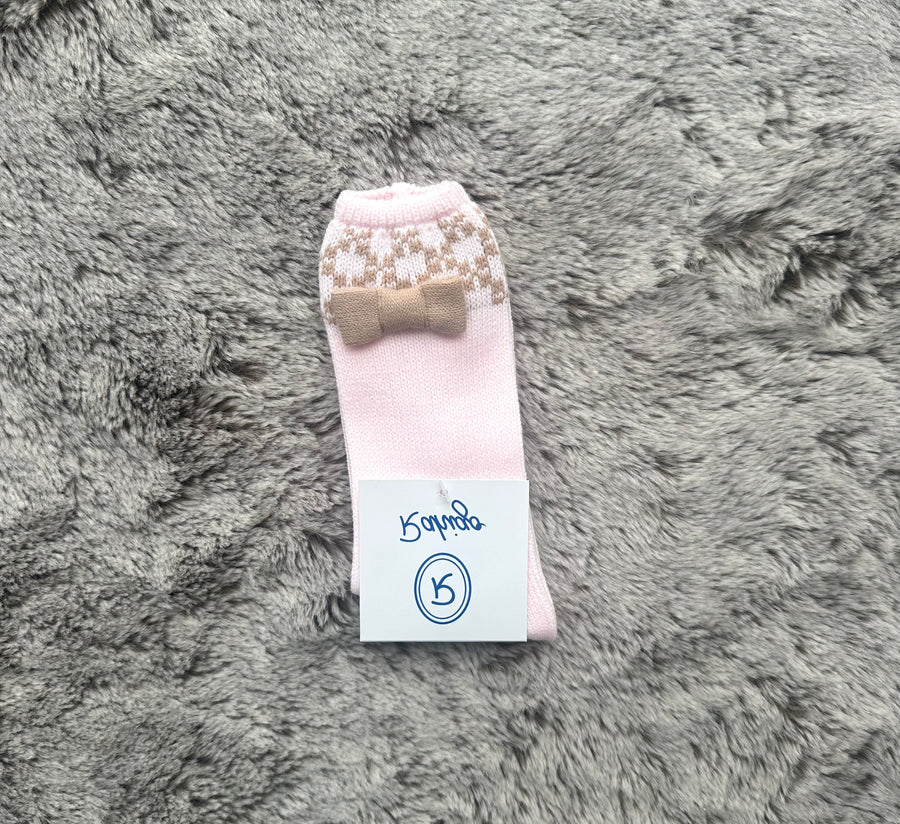 Rahigo Pink and Camel Trim Socks