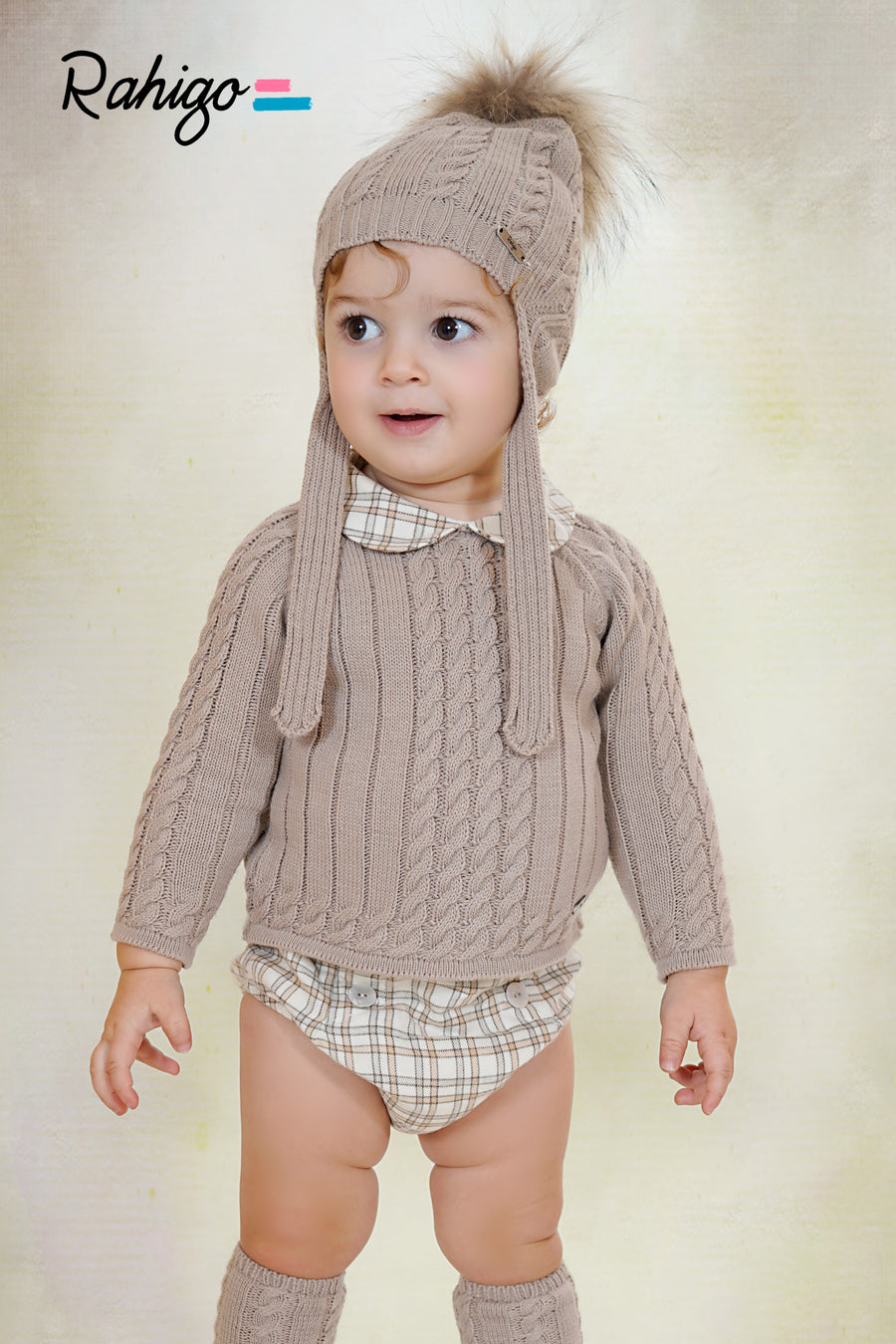 Rahigo Boys Stone & Cream Check Jam Pant Set