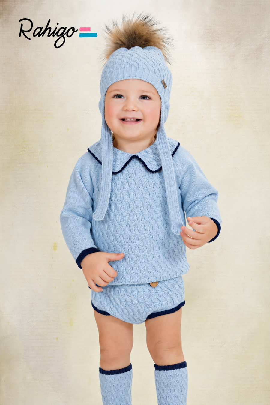 Rahigo Baby Blue & Navy Sweater & Jam Pant Set   - PRE ORDER