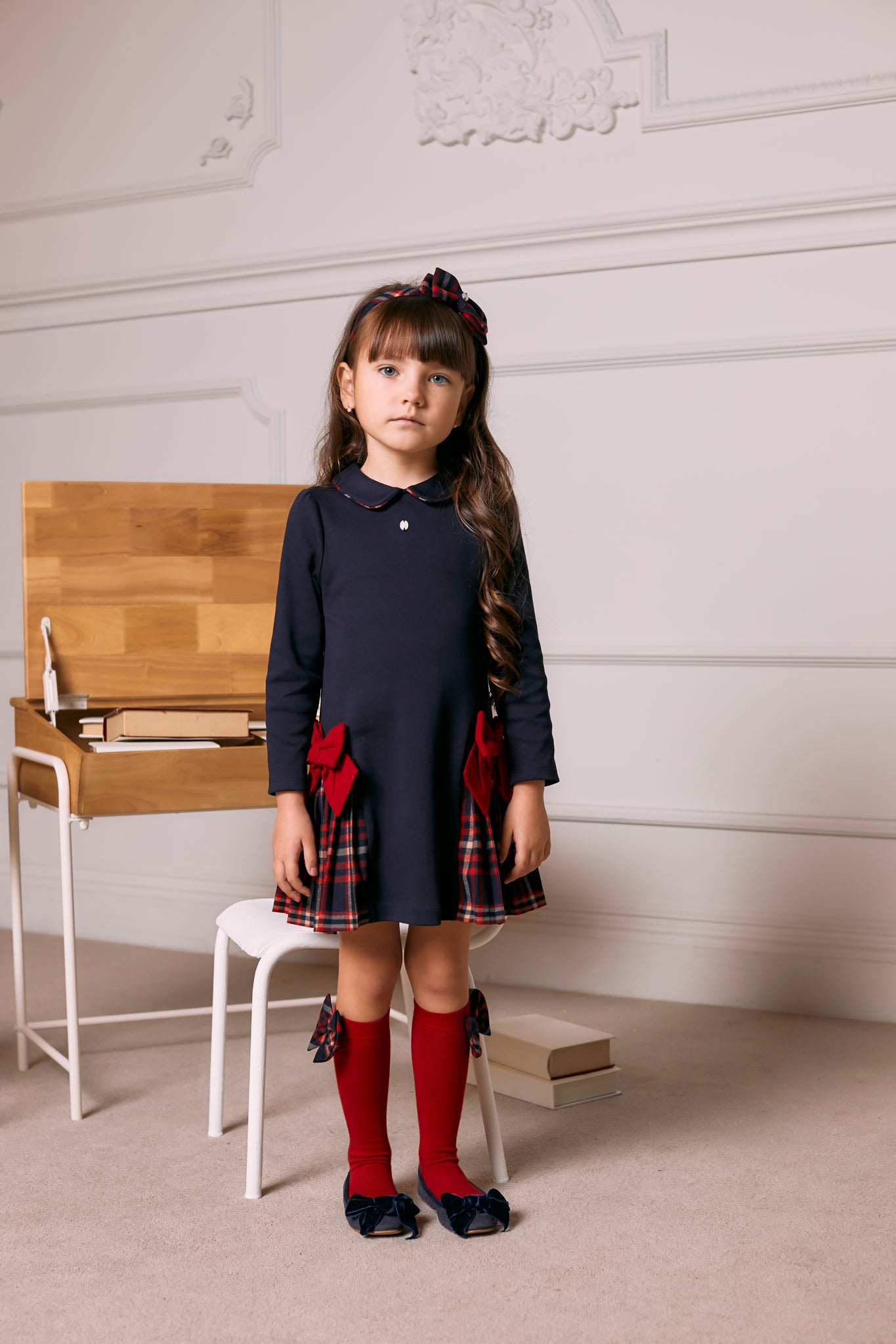 Patachou Navy & Tartan Dress