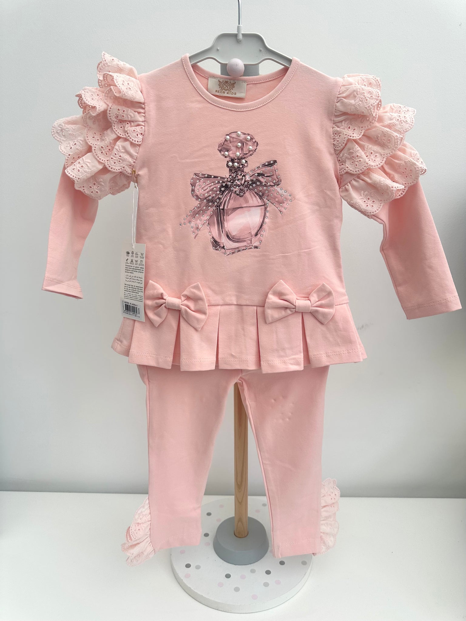 Neon Kids Girls Peach Perfume Bottle Motif Legging Set