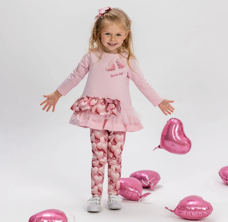 Daga Pink Heart Print Tunic & Legging Set