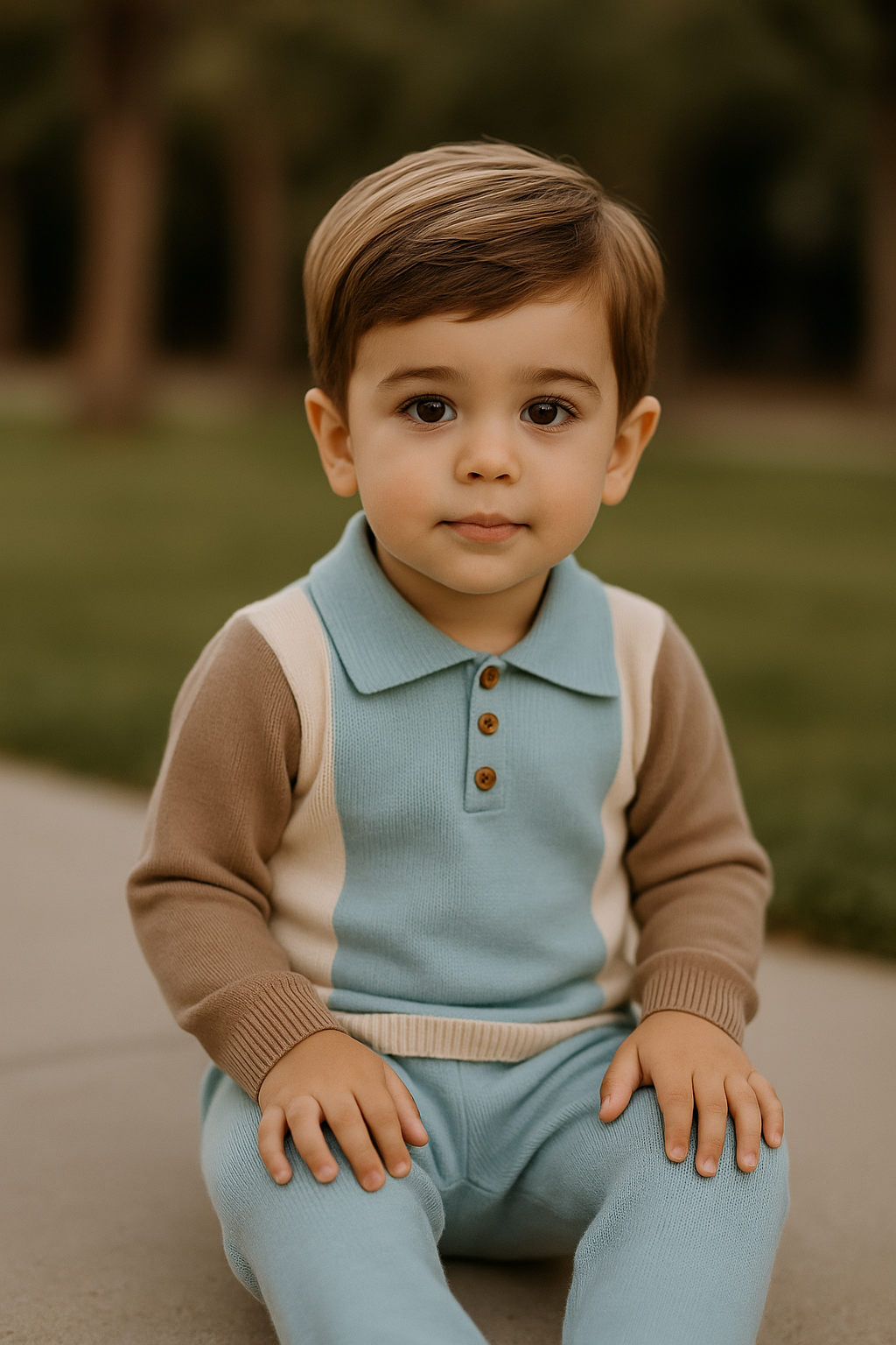 Granlei Boys Teal & Beige Knitted Sweater & Trouser Set