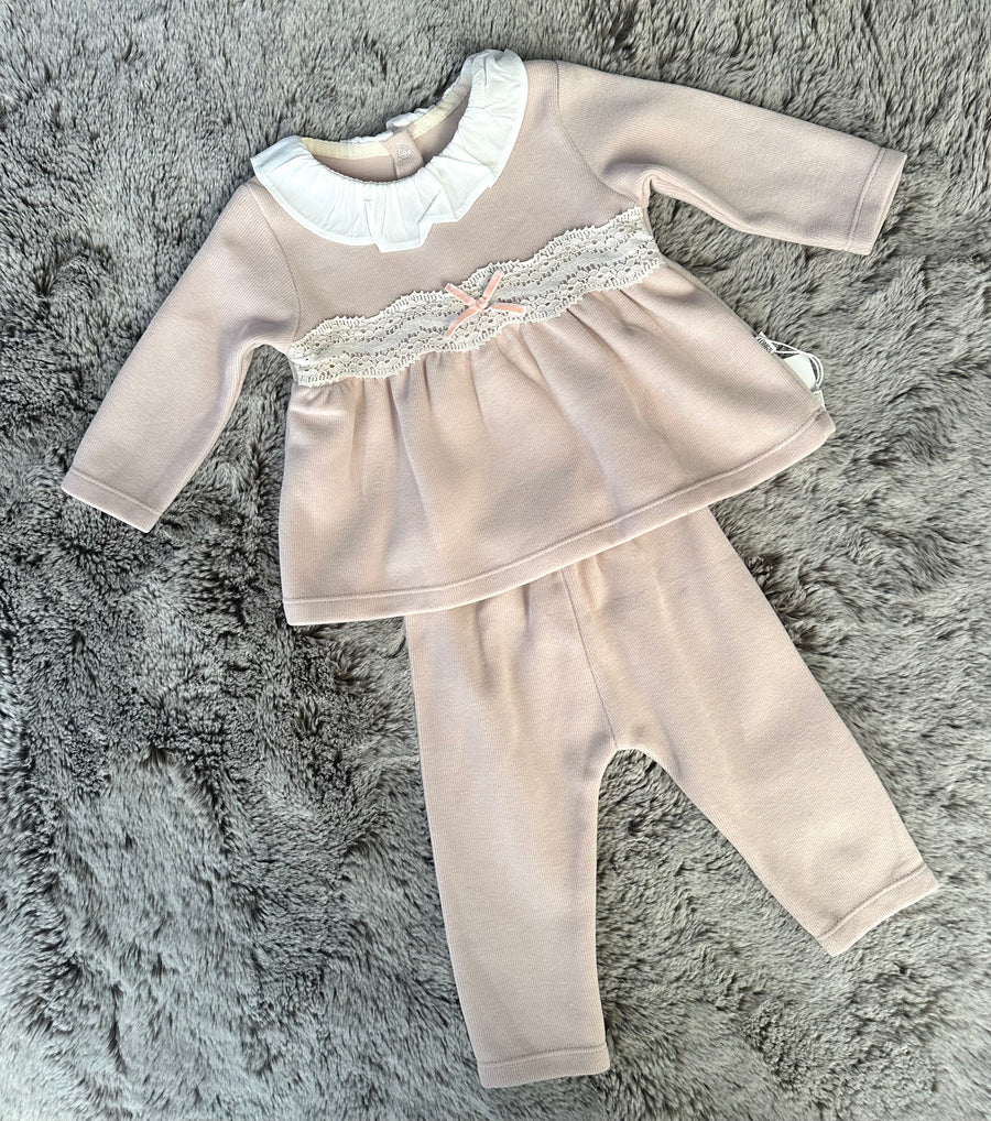 Tongs Baby Dusky Pink Frill Collared Legging Set