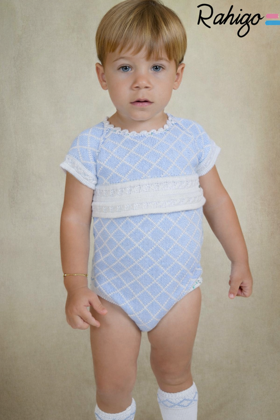 PRE ORDER - Rahigo Boys Baby Blue & White Romper