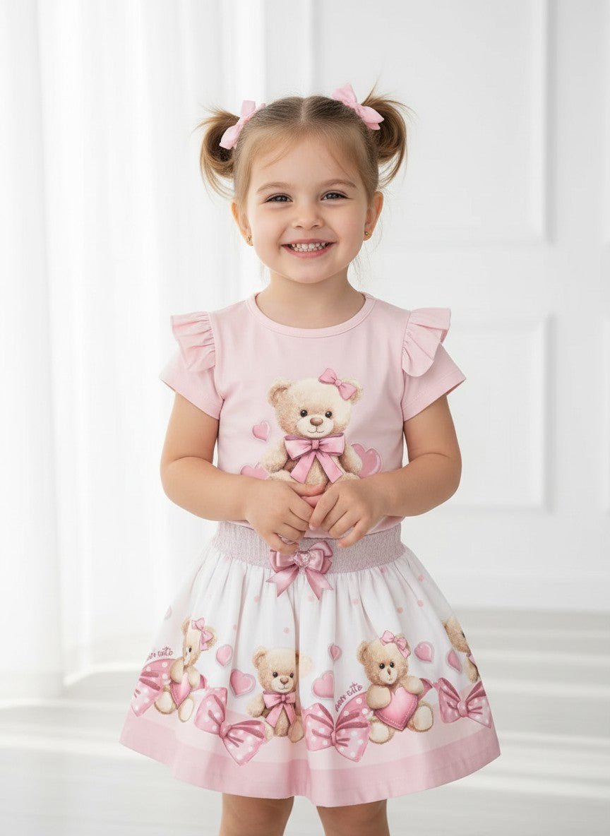 Giorgio Bambini Pink Teddy Bear Skirt Set