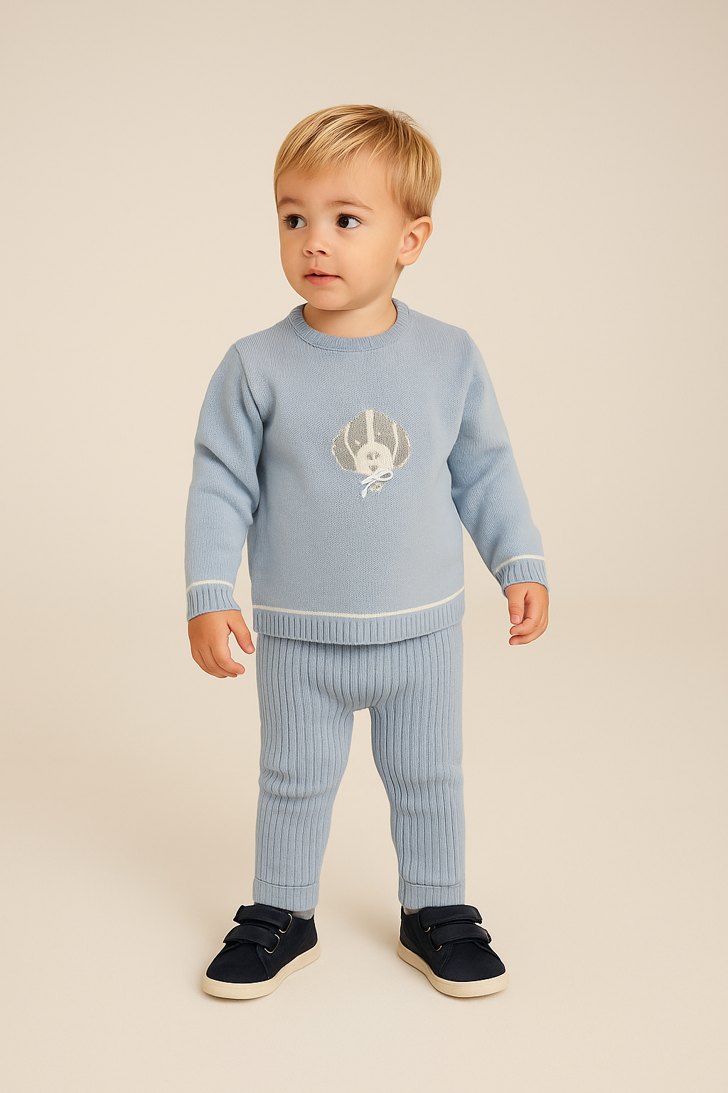 Granlei Dusky Blue Dog Motif Trouser & Sweater Set